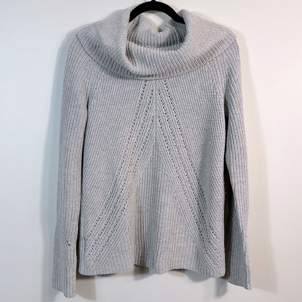 Ann Taylor Cowl Neck Grey Wool Cashmere Sweater Women Size Small